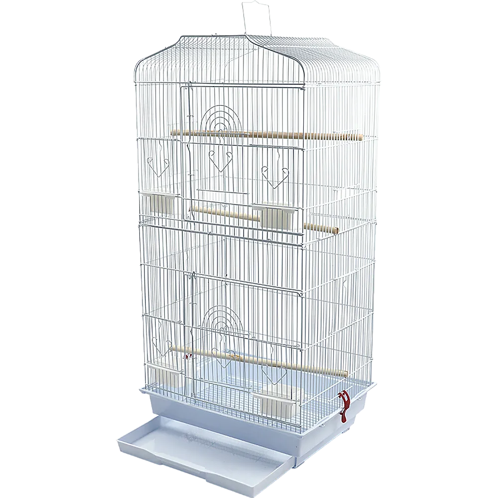 95cm Durable Bird Cage, 3 Perches, 4 Food Cups, Plastic Tray