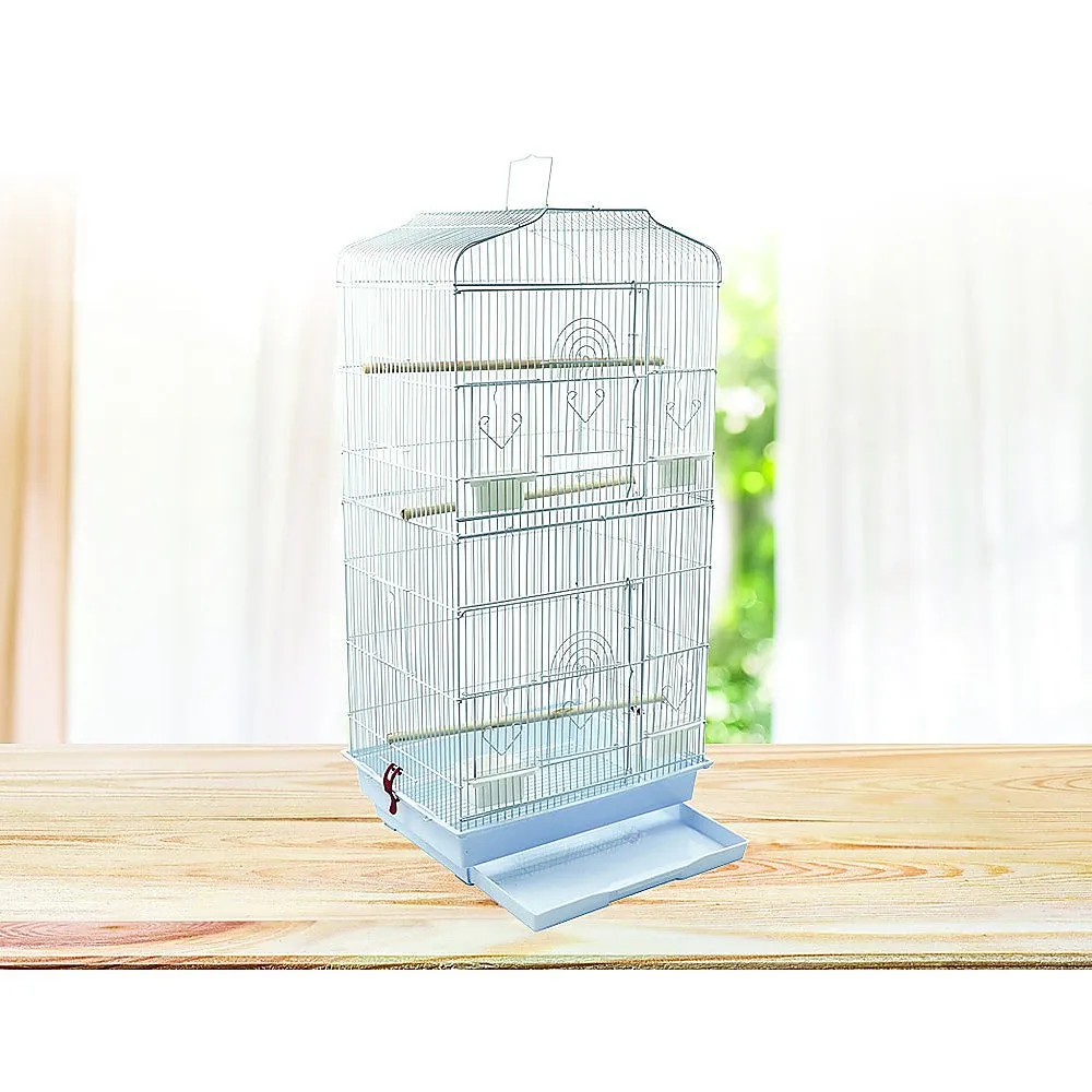 95cm Durable Bird Cage, 3 Perches, 4 Food Cups, Plastic Tray