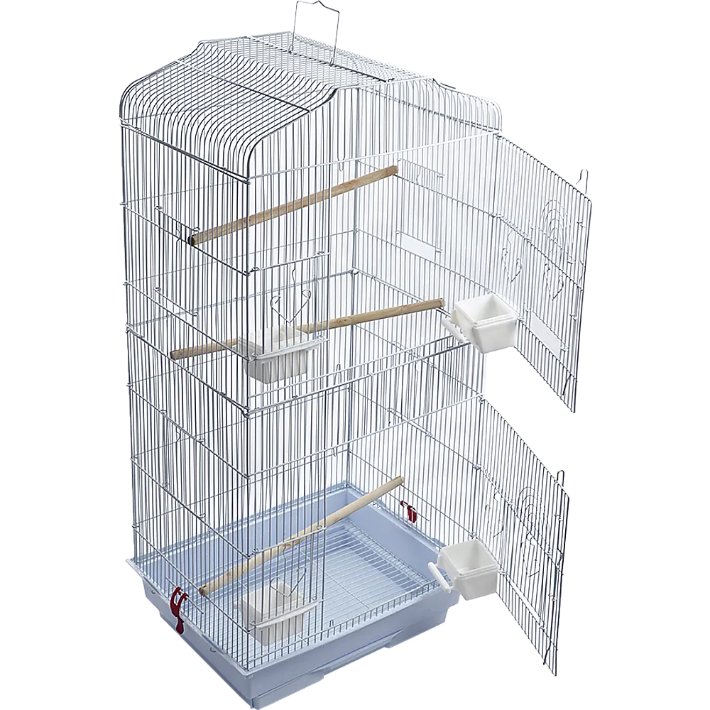 95cm Durable Bird Cage, 3 Perches, 4 Food Cups, Plastic Tray