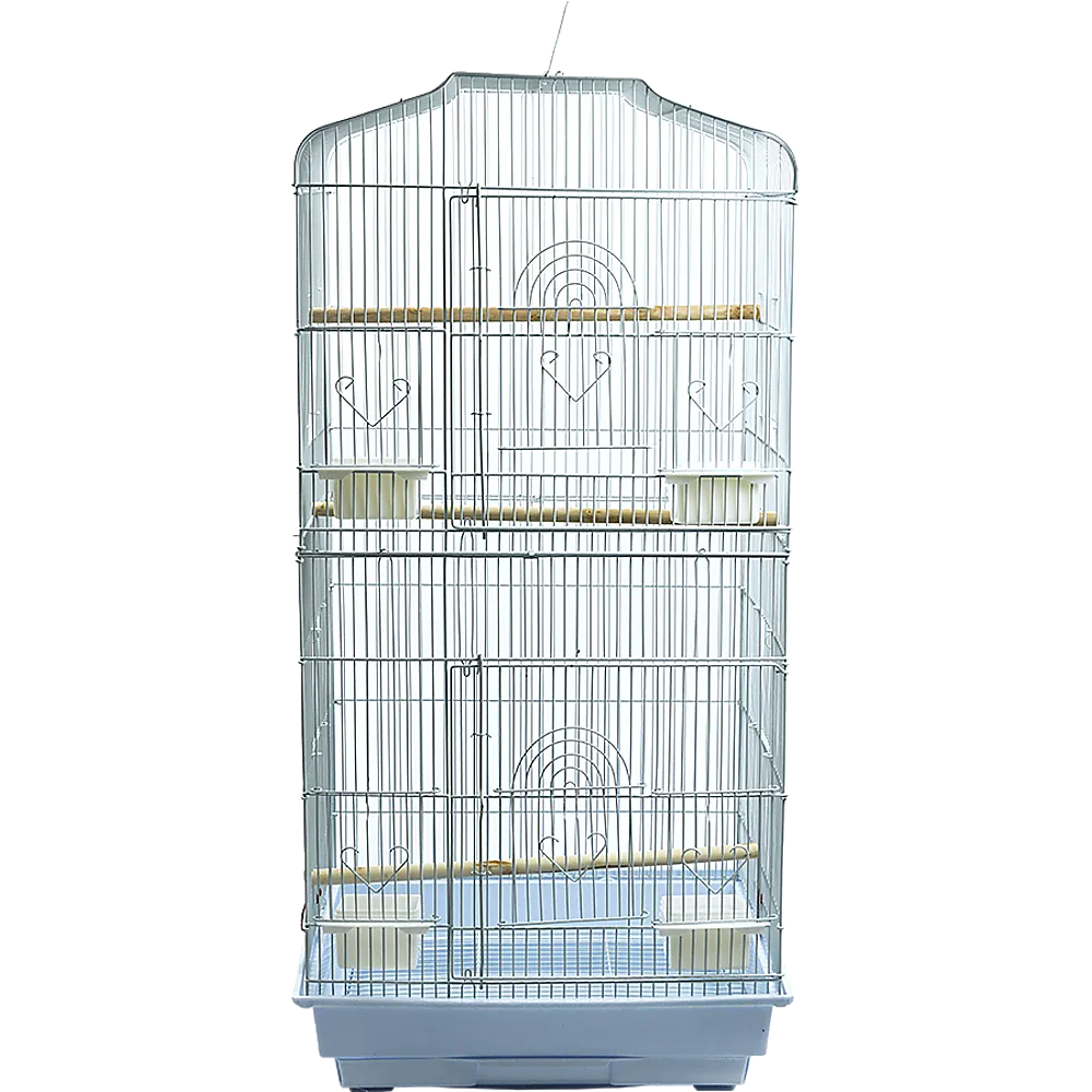 95cm Durable Bird Cage, 3 Perches, 4 Food Cups, Plastic Tray