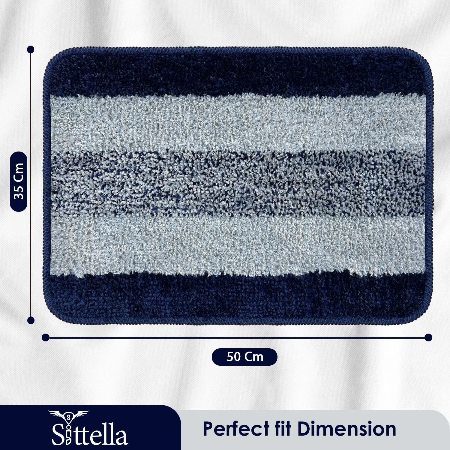 Anti-Skid Microfiber Bathroom Door Mat, Water Absorbent Floor mat (50X35cm) (Blue)