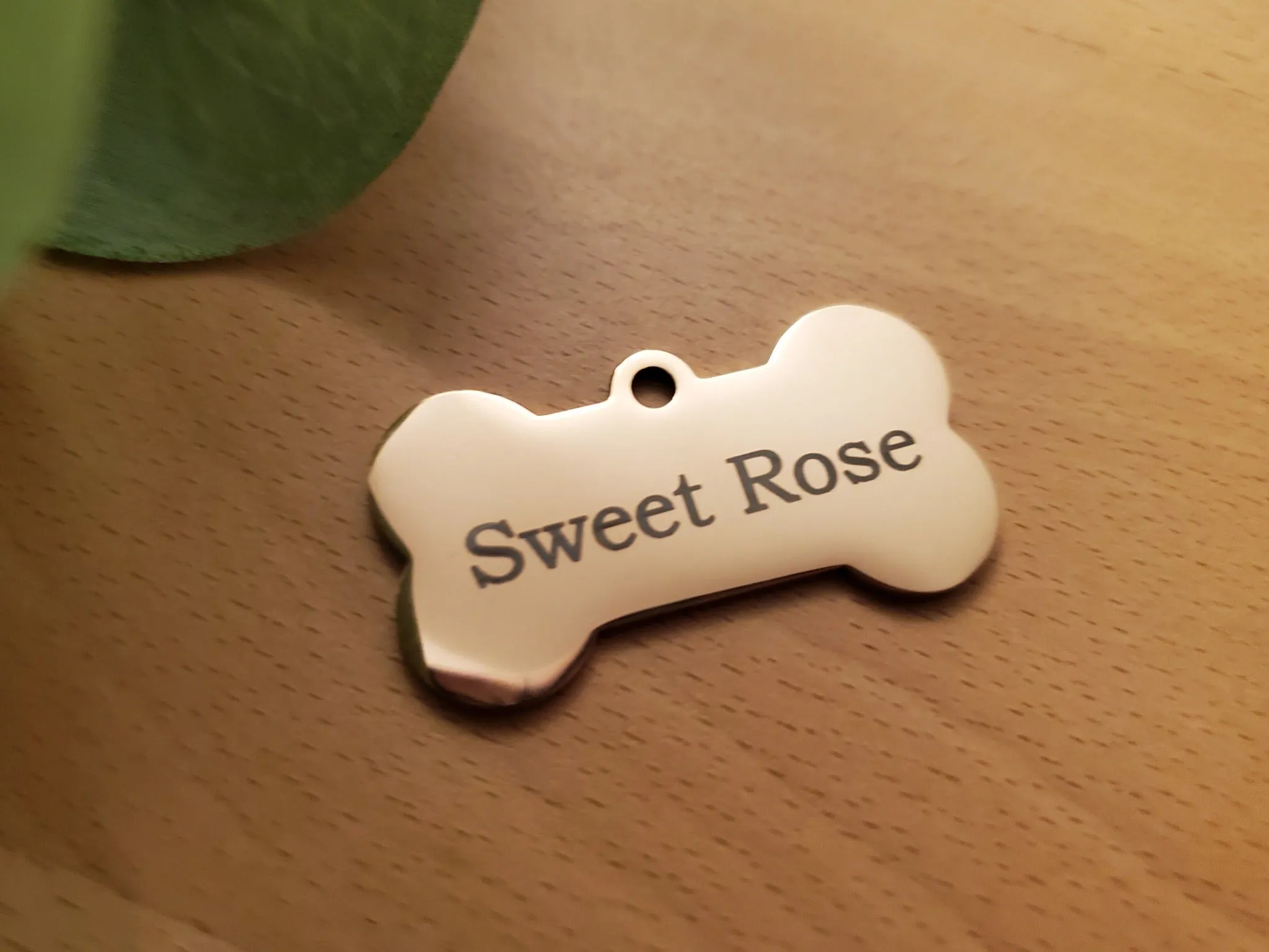 Black Bone Pet Tag | Laser Engraved Dog Tag Stainless Steel