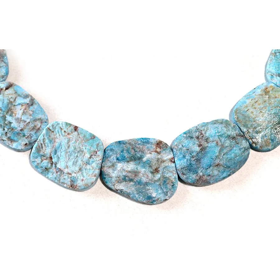 Blue Apatite 20x22-28x34mm Irregular Rough Oval Collar