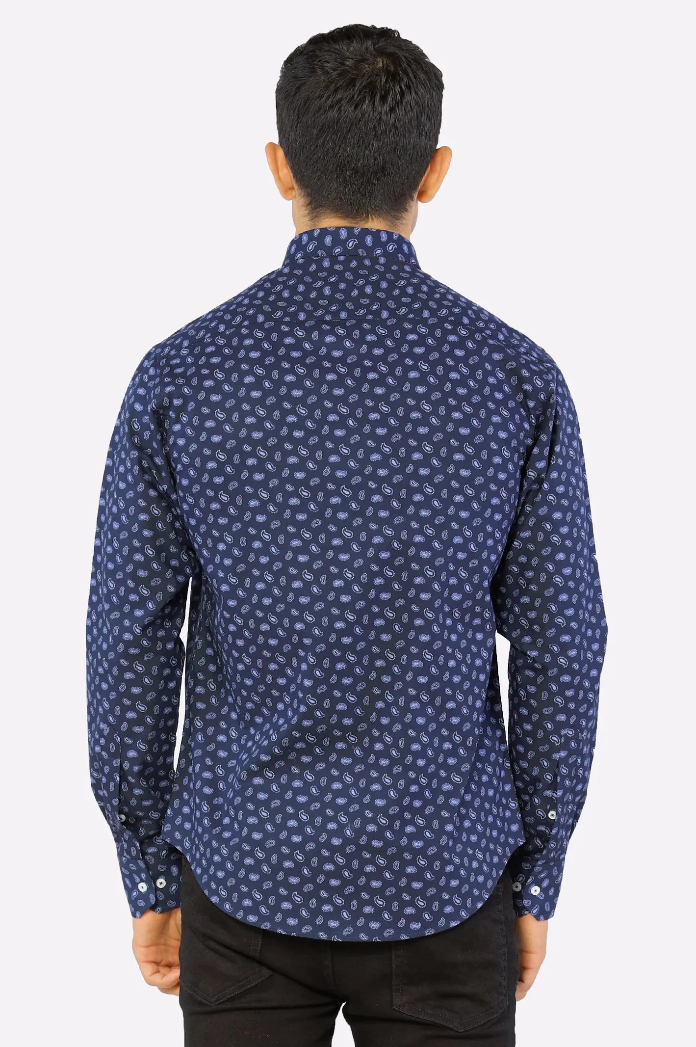 Blue Paisley Printed Casual Shirt