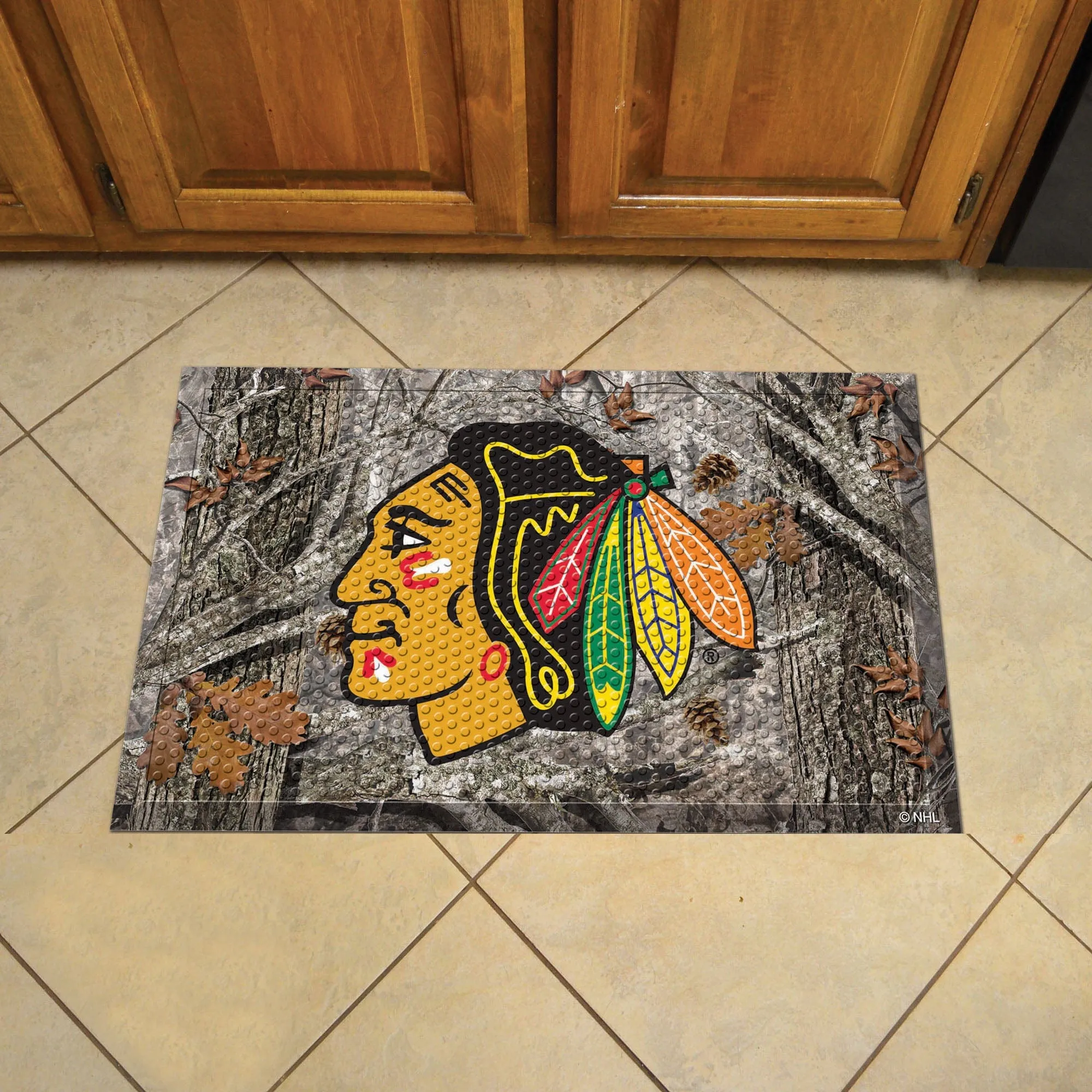 Chicago Blackhawks Rubber Scraper Door Mat Camo