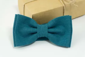 Dark cyan bow tie | Dark cyan linen bow tie