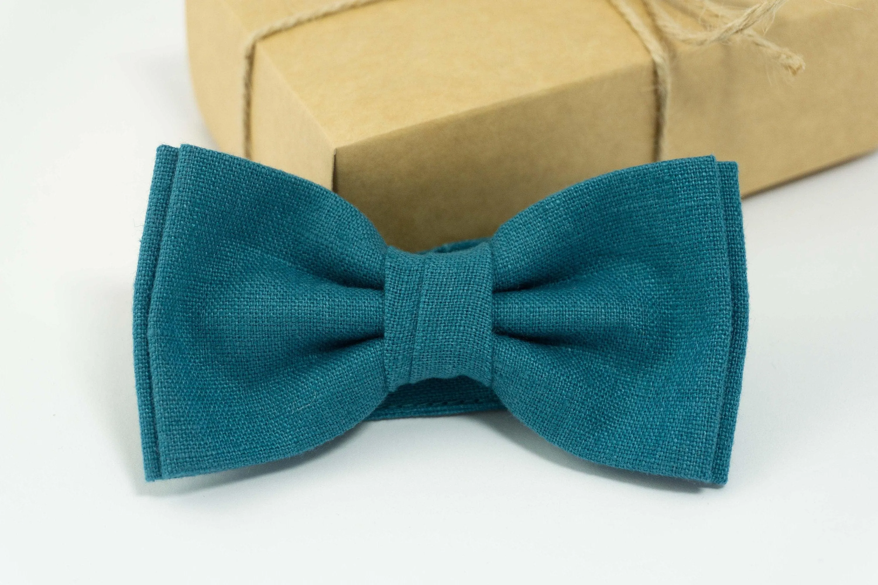 Dark cyan bow tie | Dark cyan linen bow tie