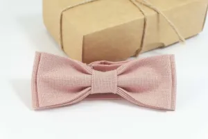 Dusty pink linen bow tie for boys | Linen wedding bow tie for groomsmen