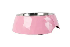 Facet Round Cat Dog Bowl - Pink S/L