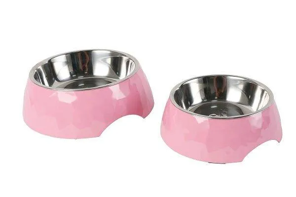 Facet Round Cat Dog Bowl - Pink S/L