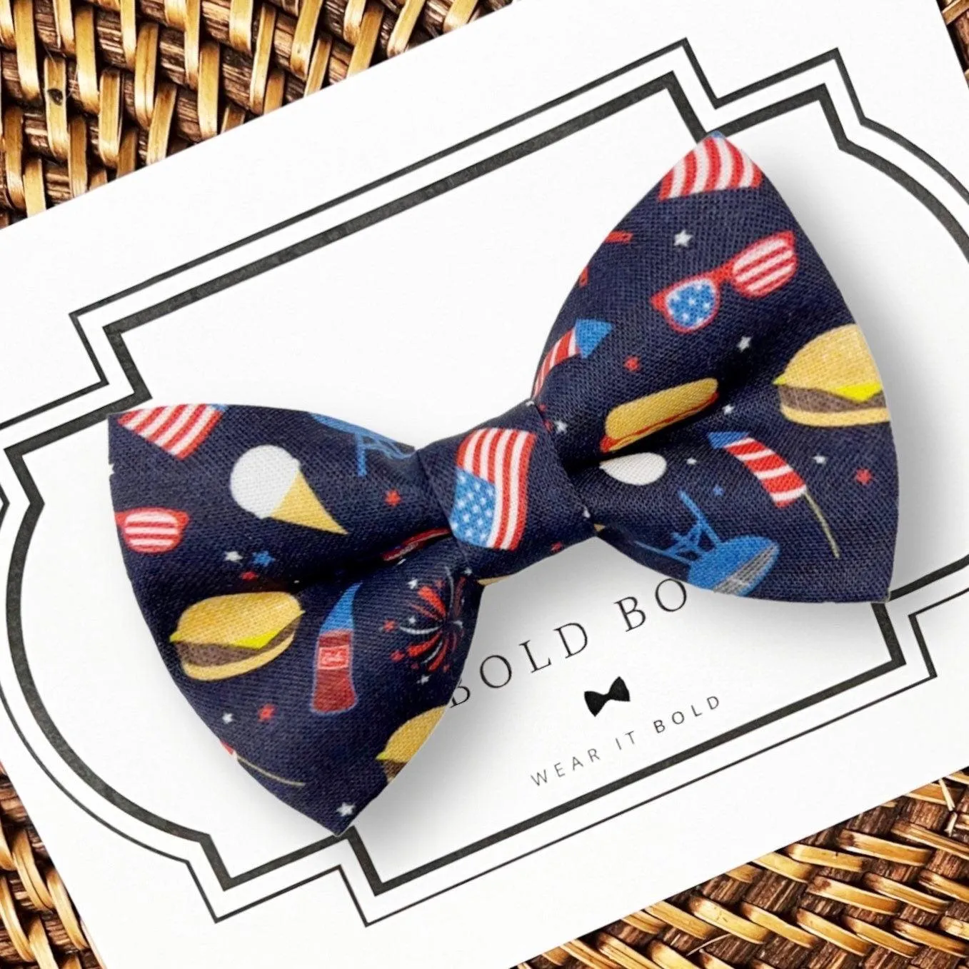 Fourth of July Barbecue Bow Tie for Dog Collar or Cat Collar