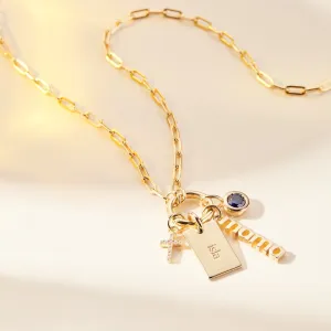 Front Clasp Mini Dog Tag Combination Necklace