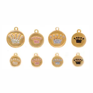 Gold Crystal Crown Dog ID Tag