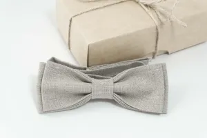 Gray Natural linen bow tie |  Gray wedding bow ties