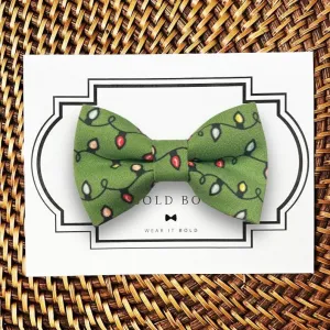 Green Christmas Lights Bow for Dog Collar and Cat Collar