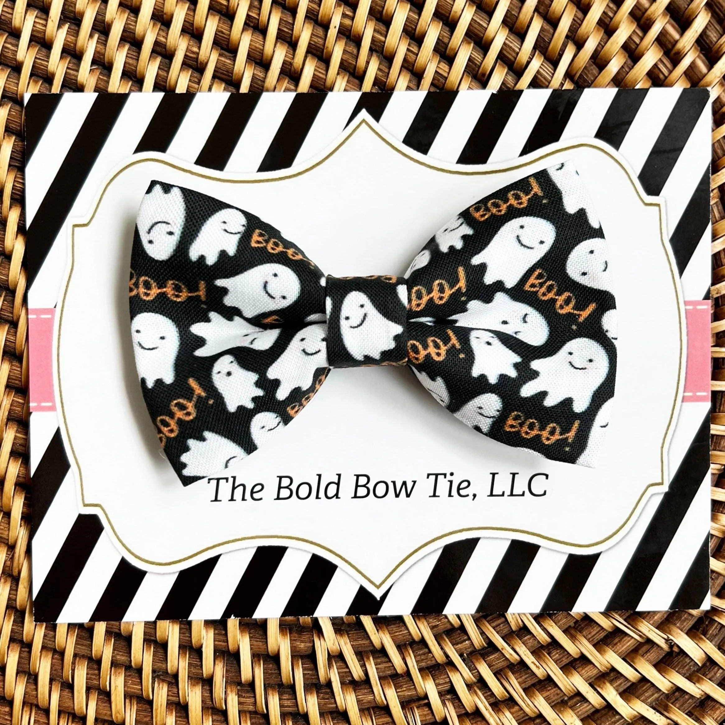 Halloween Black and White Ghost Pet Bow Tie Dog and Cat Collar