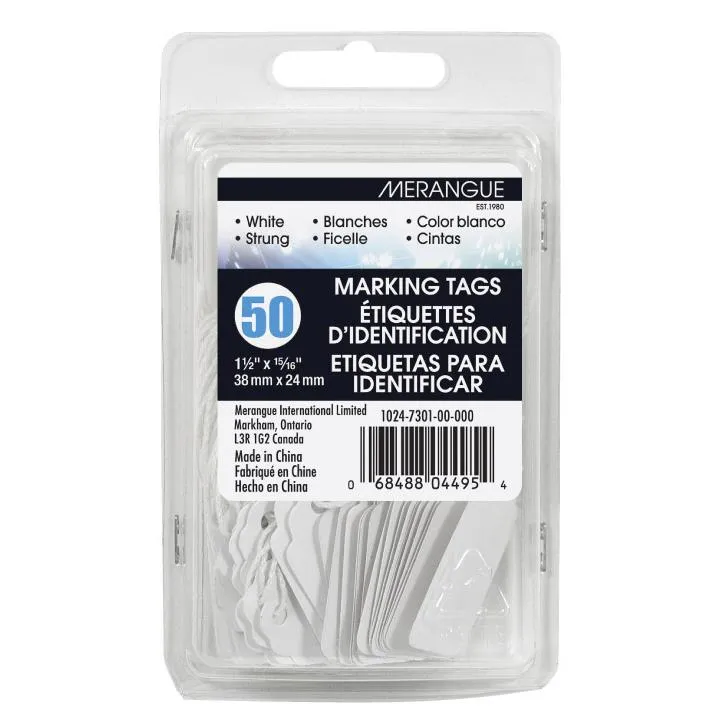 Merangue White String Tags 50pk Small