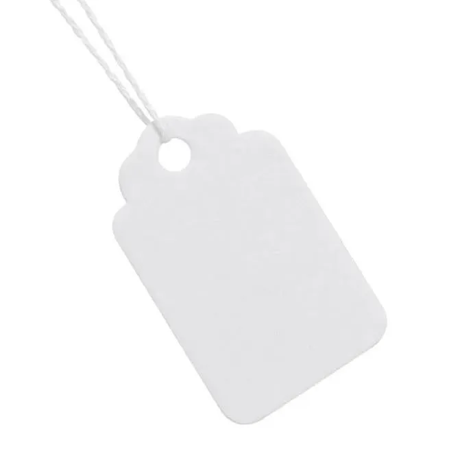 Merangue White String Tags 50pk Small