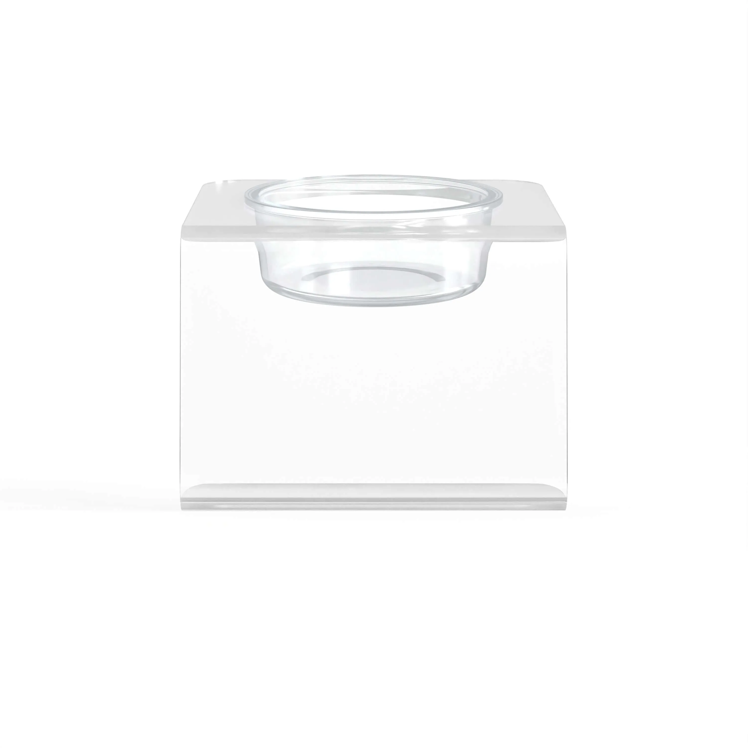 Modern Acrylic Glass Bowl Feeders, Angled Style, Single Bowl