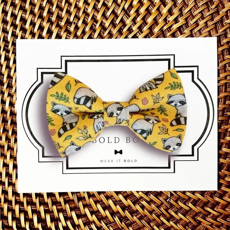 Mustard Raccoon Bow Tie for Dog and Cat Collar