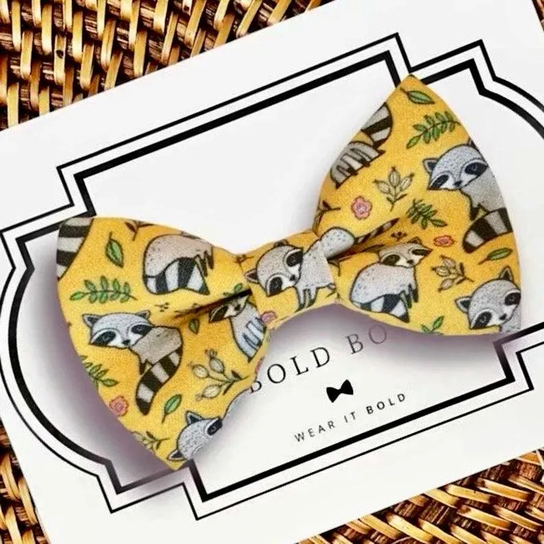 Mustard Raccoon Bow Tie for Dog and Cat Collar