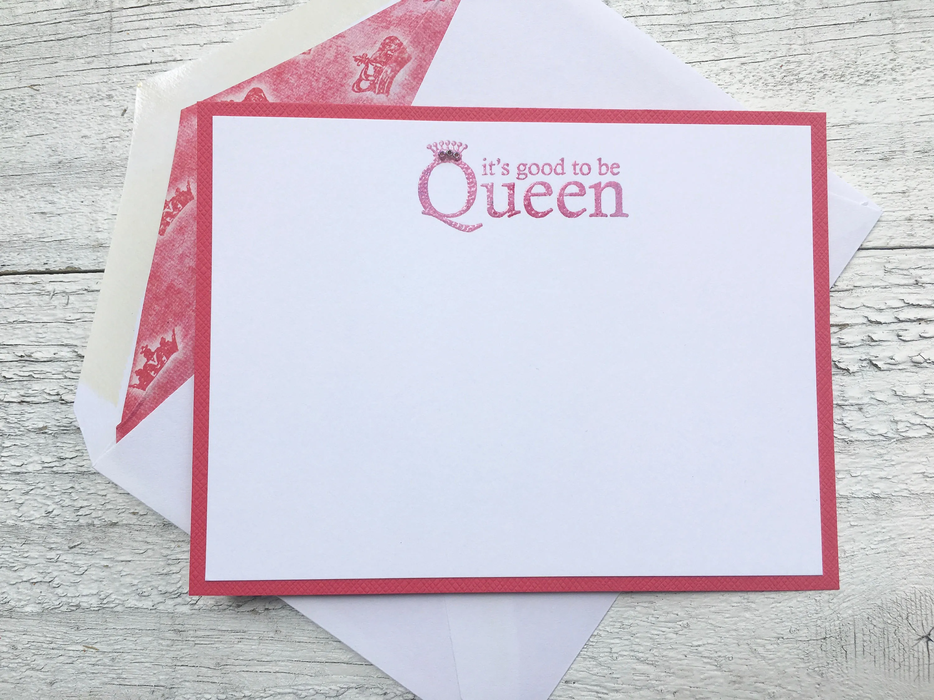 Note Cards for the "Queen",  Personalized Stationery, Handmade Note Cards, Set of 8