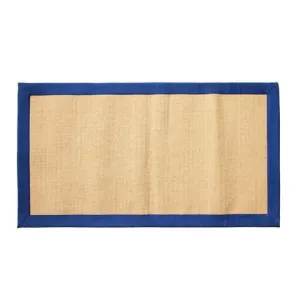 OnlyMat Jute Floor Mat with Blue Color Cotton Border