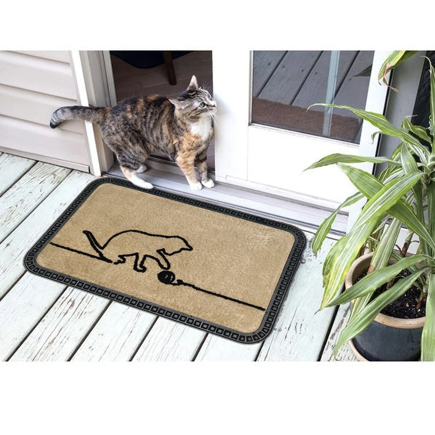 OnlyMat Soft QuickDry Bath Door Mat  Cat Design