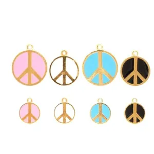 Opaque Pastel Gold Peace Sign Dog ID Tag