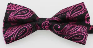 Paisley Black and Pink Bow Tie