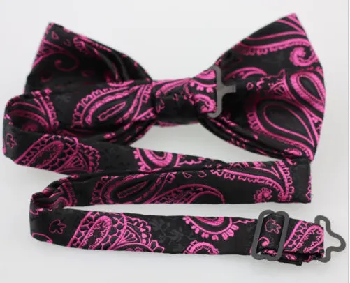 Paisley Black and Pink Bow Tie