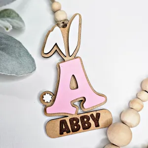 Personalized Easter Bunny Ears Initial & Name Easter Basket Tag