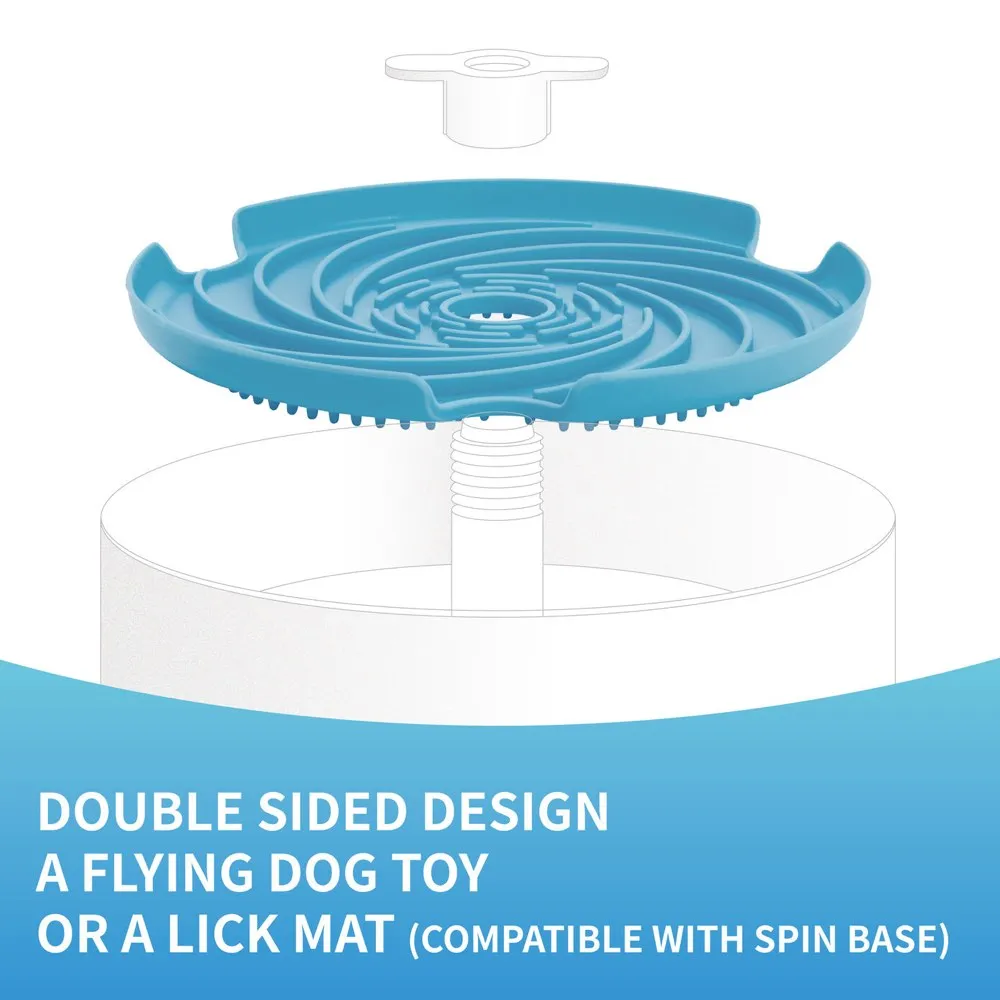 PetDreamHouse SPIN Accessories Interactive Slow Feeder Add-On For Cats & Dogs (Blue Flying Disc)