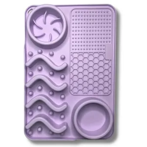 Pups Up Rectangle Lick Mat & Slow Feeder Combo Purple