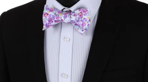 Purple Lilac Floral Bow Tie