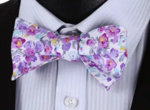 Purple Lilac Floral Bow Tie