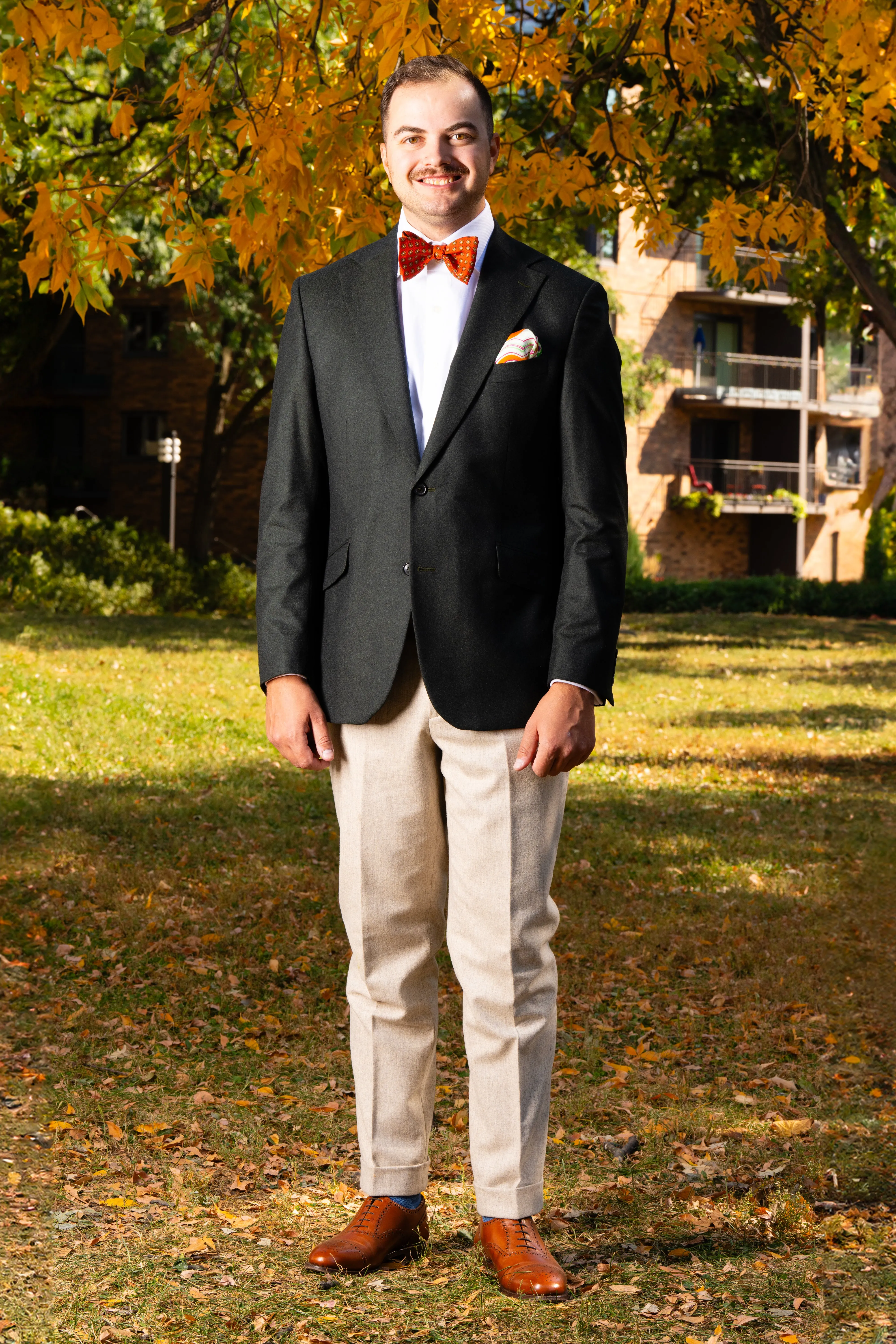 Rust Orange Printed Silk Bow Tie