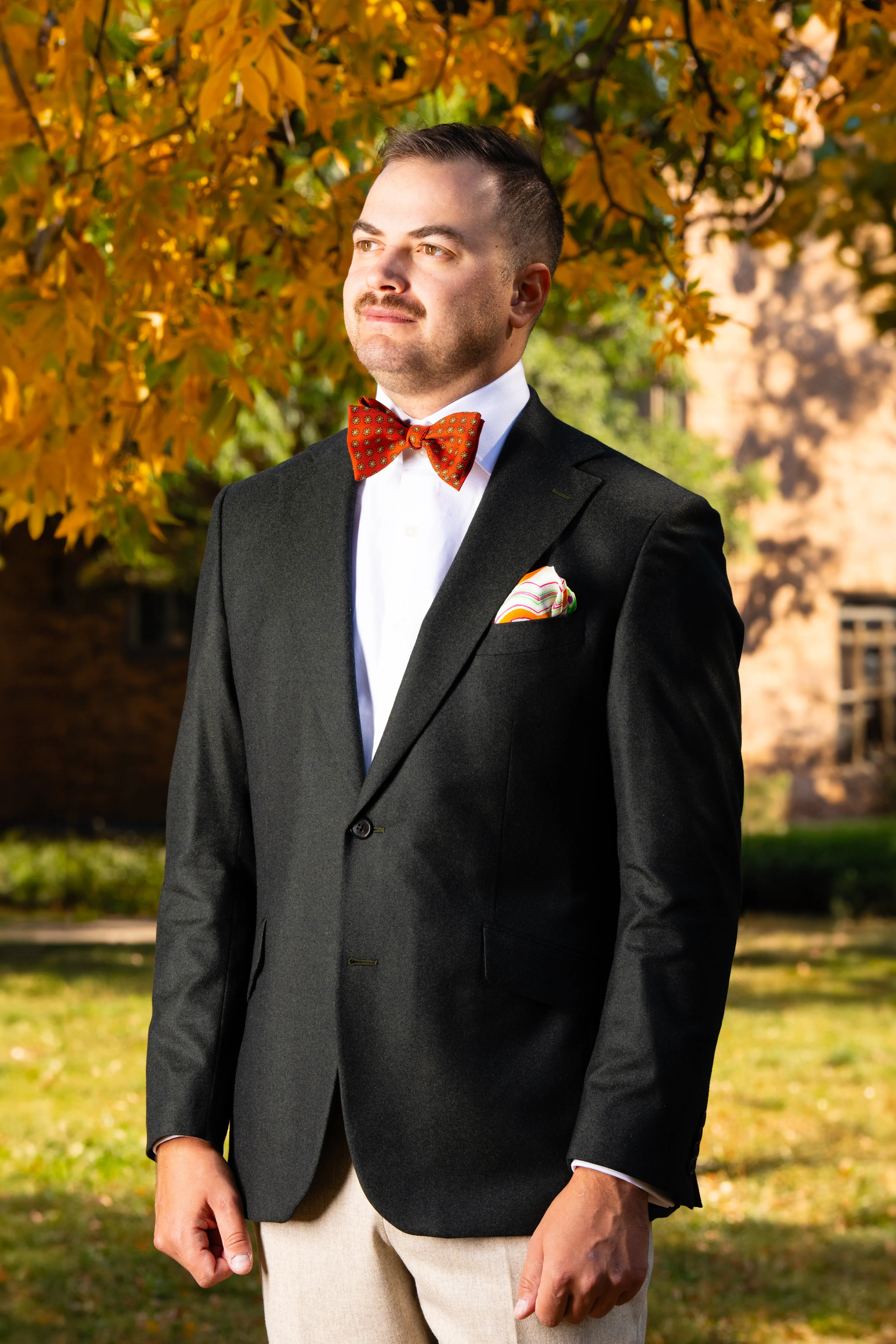 Rust Orange Printed Silk Bow Tie