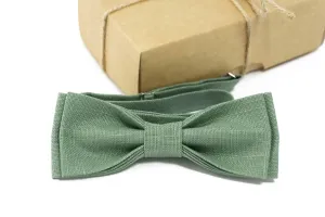 Sage green bow tie |  Sage Green color groomsmen ties or ties for wedding - Linen bow tie