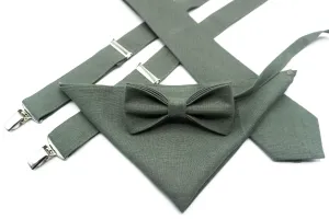 Sage Green Wedding Accessories - Matching Braces & Bowties for Groom and Groomsmen