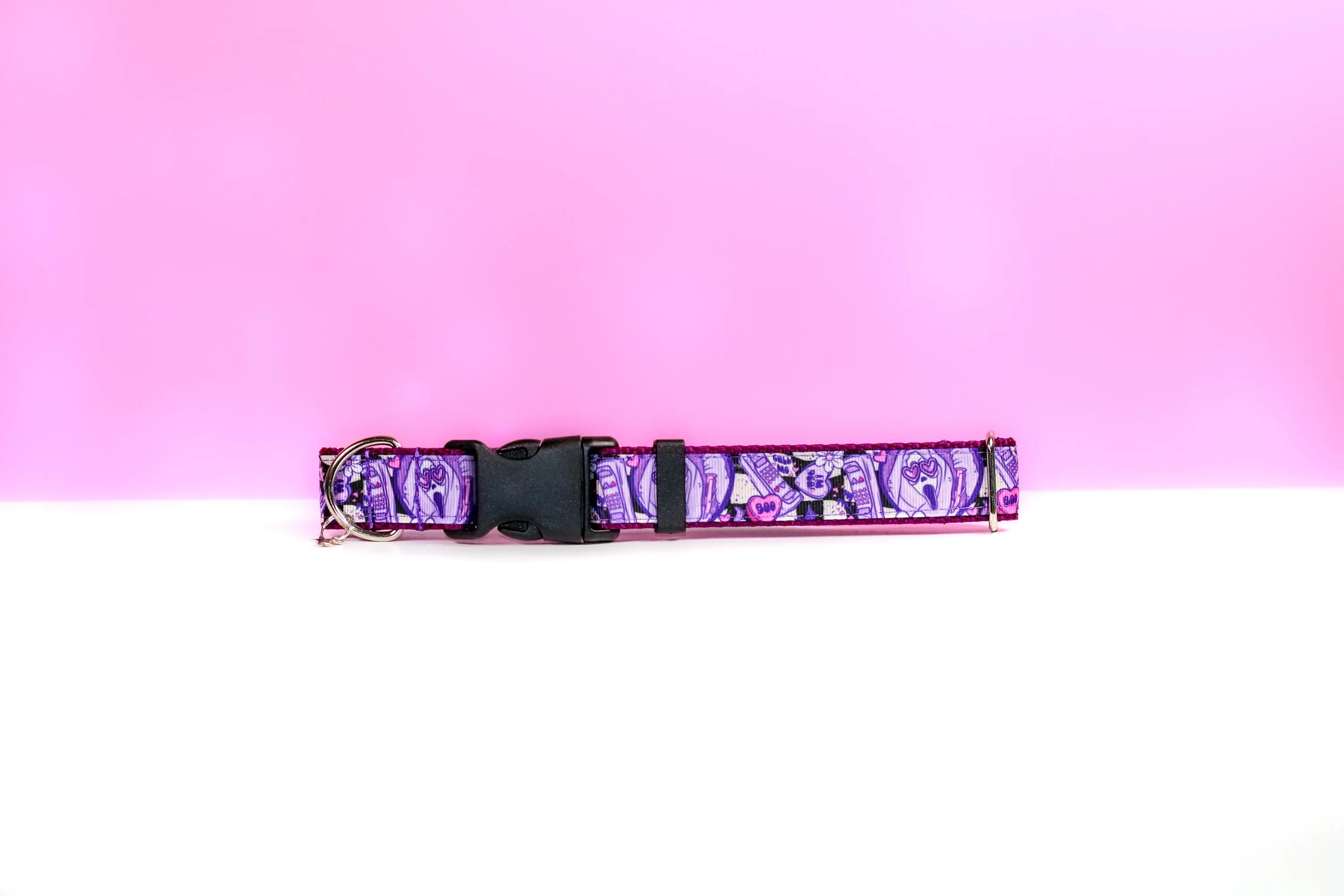 Sidney, Cat collar, Dog collar, Horror pet collar, Halloween collar, Witchy collar, Spooky ghost, Purple and pink collar