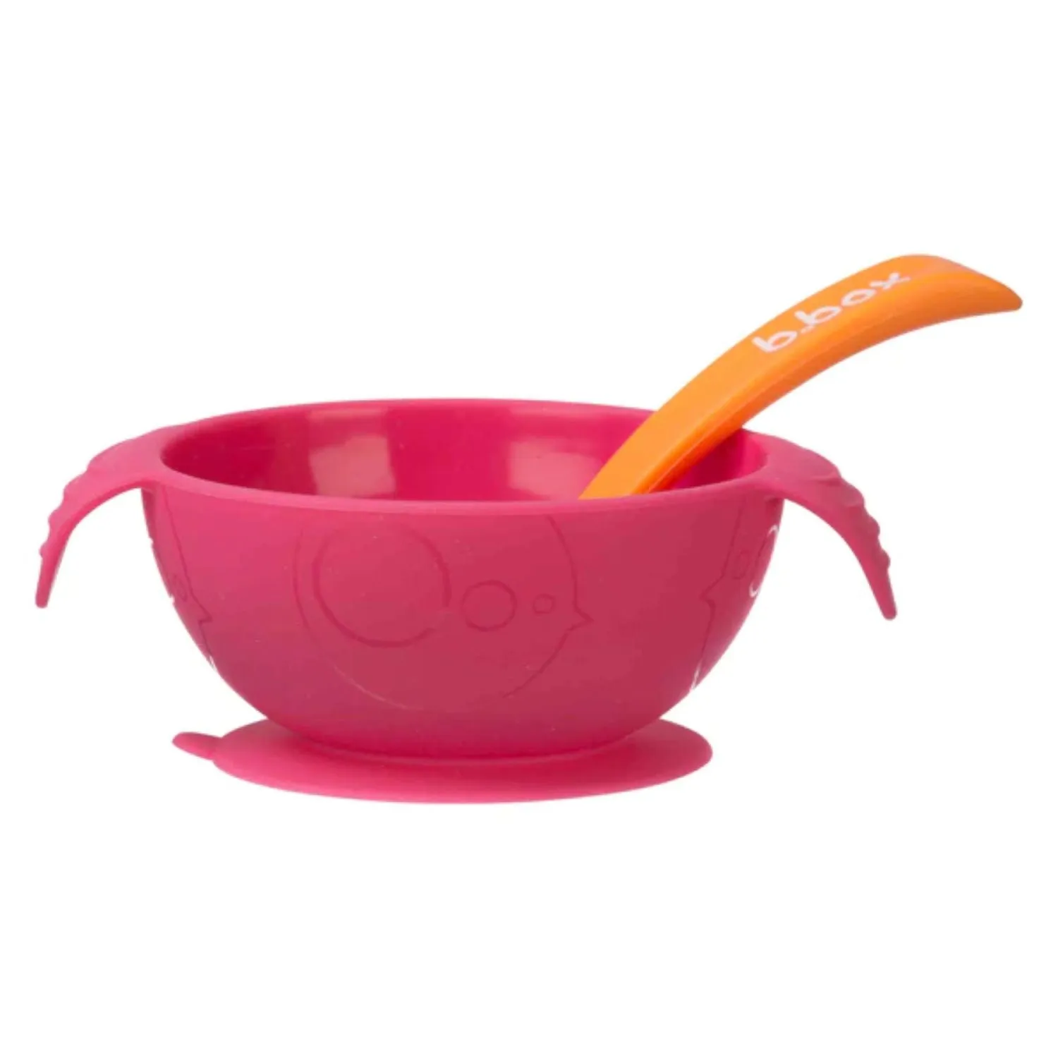 Silicone Suction Feeding Bowl Set with Spoon Pink