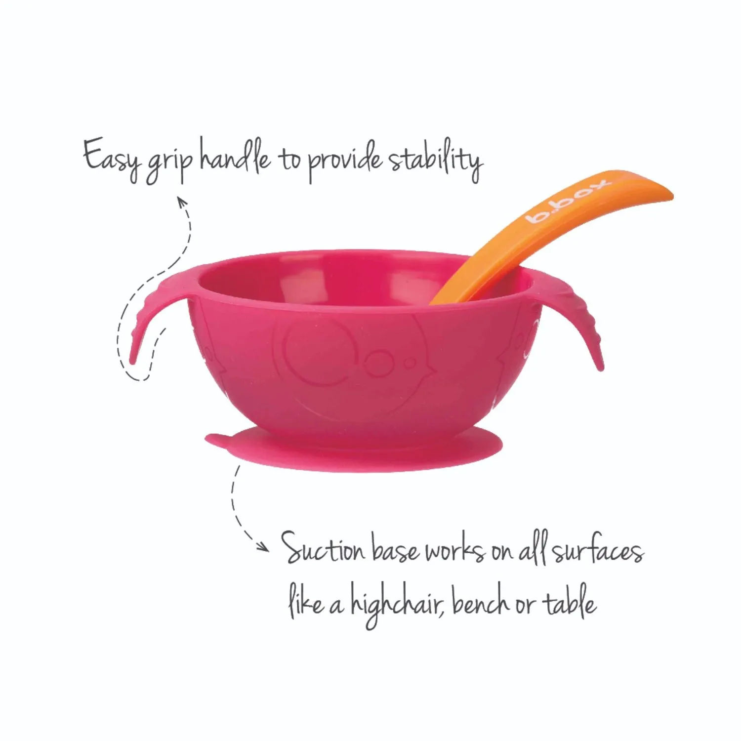 Silicone Suction Feeding Bowl Set with Spoon Pink