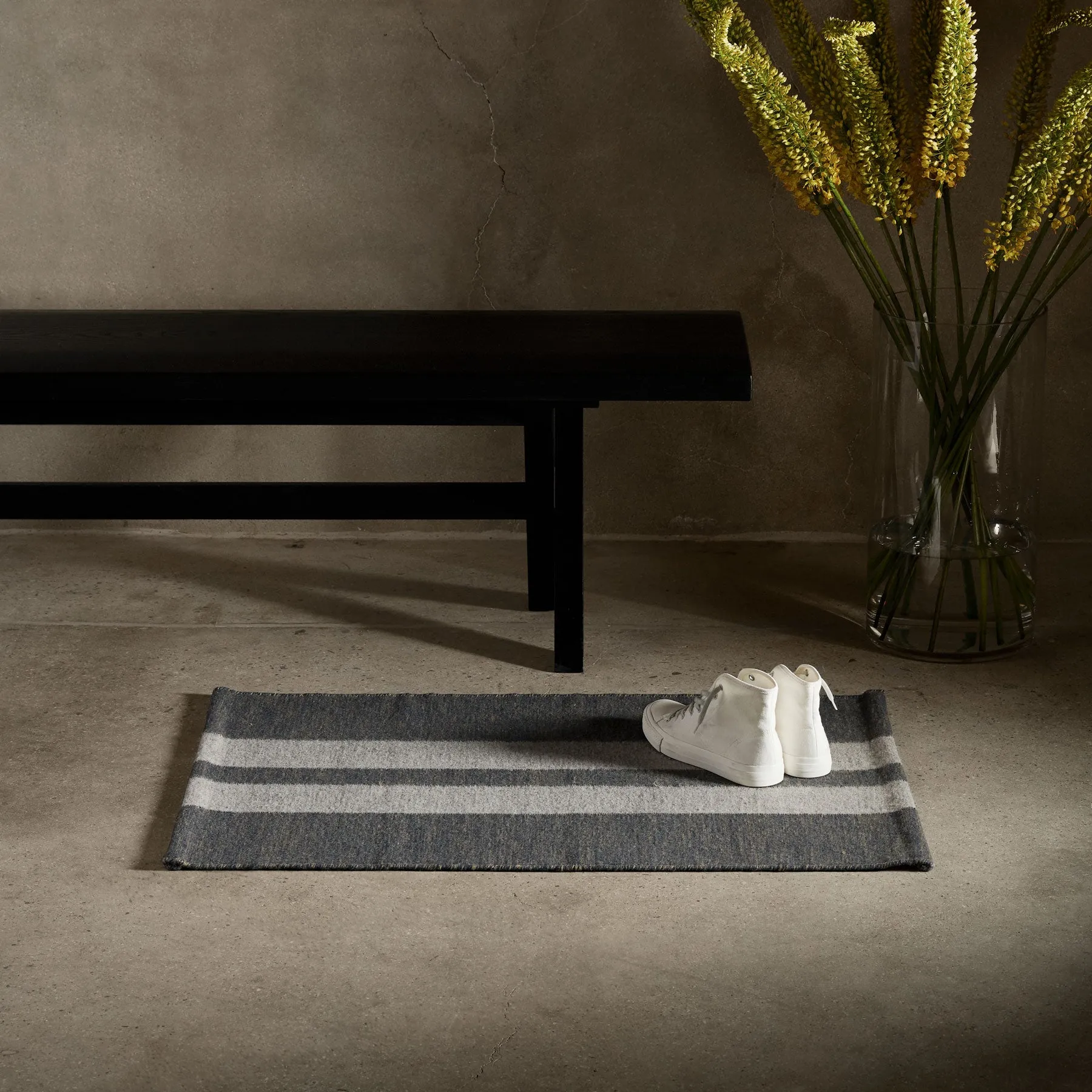 Striped Entry Mat - Guntmetal Marle/Pearl Grey