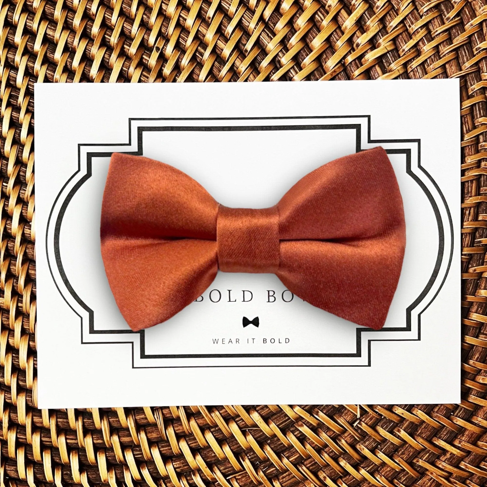 Terracotta Satin Bow Tie for Dog Collar or Cat Collar