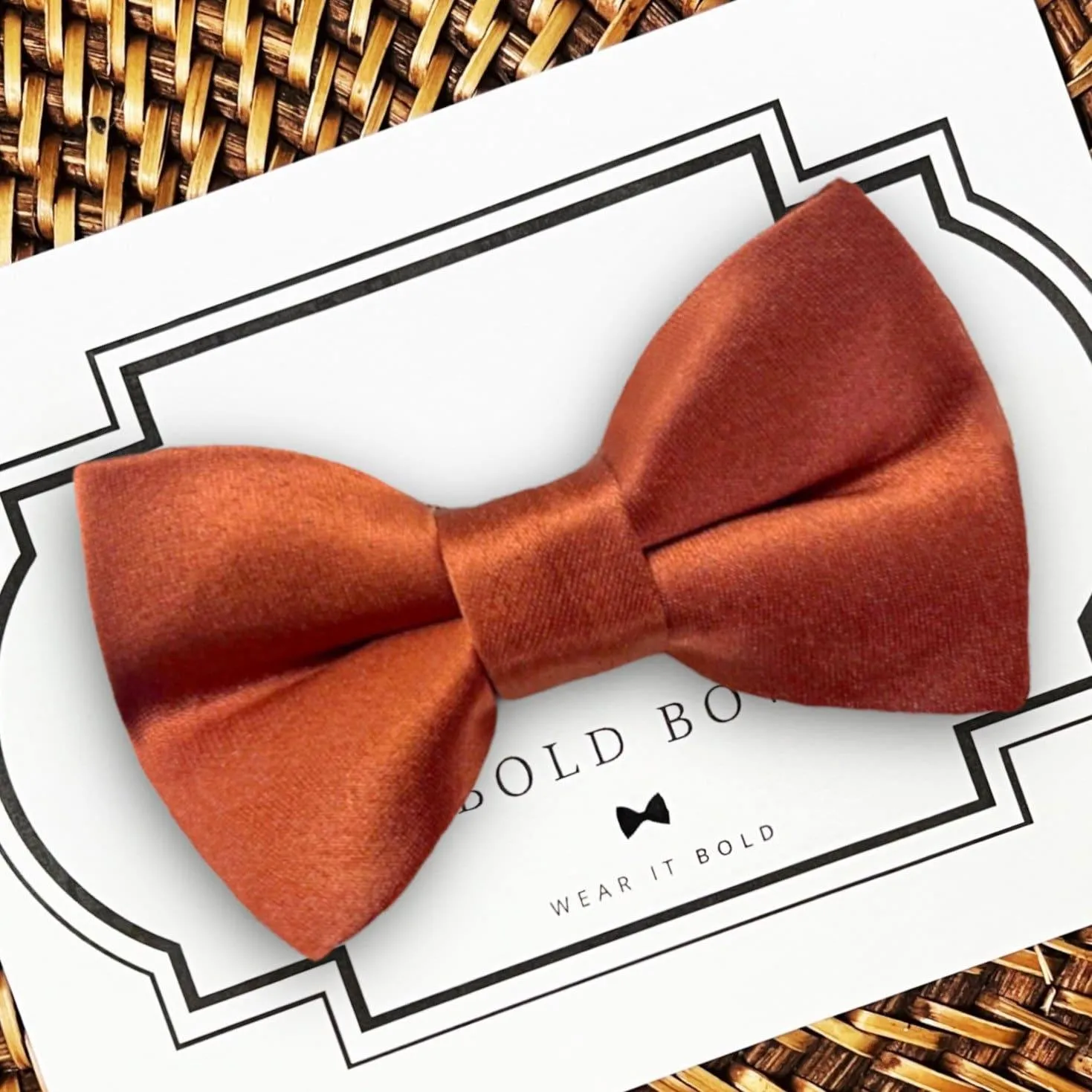 Terracotta Satin Bow Tie for Dog Collar or Cat Collar