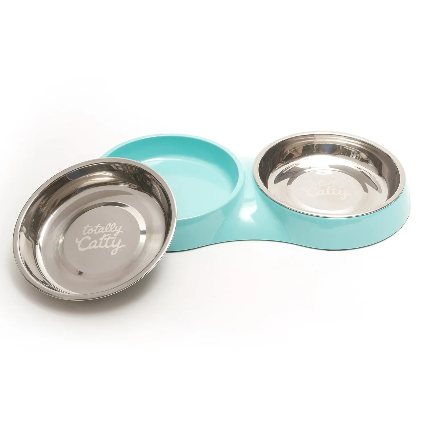 Totally Catty Double Cat Feeder, Medium, 1.75 Cups Per Bowl