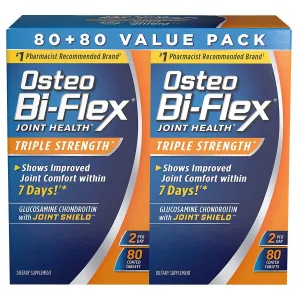 US Nutrition Osteo Bi-Flex® Triple Strength Dietary Supplement, Coated Tablet, Twinpack, 160 Count