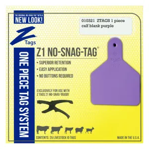 Z Tags 1 piece calf blank (Purple) 25 pack