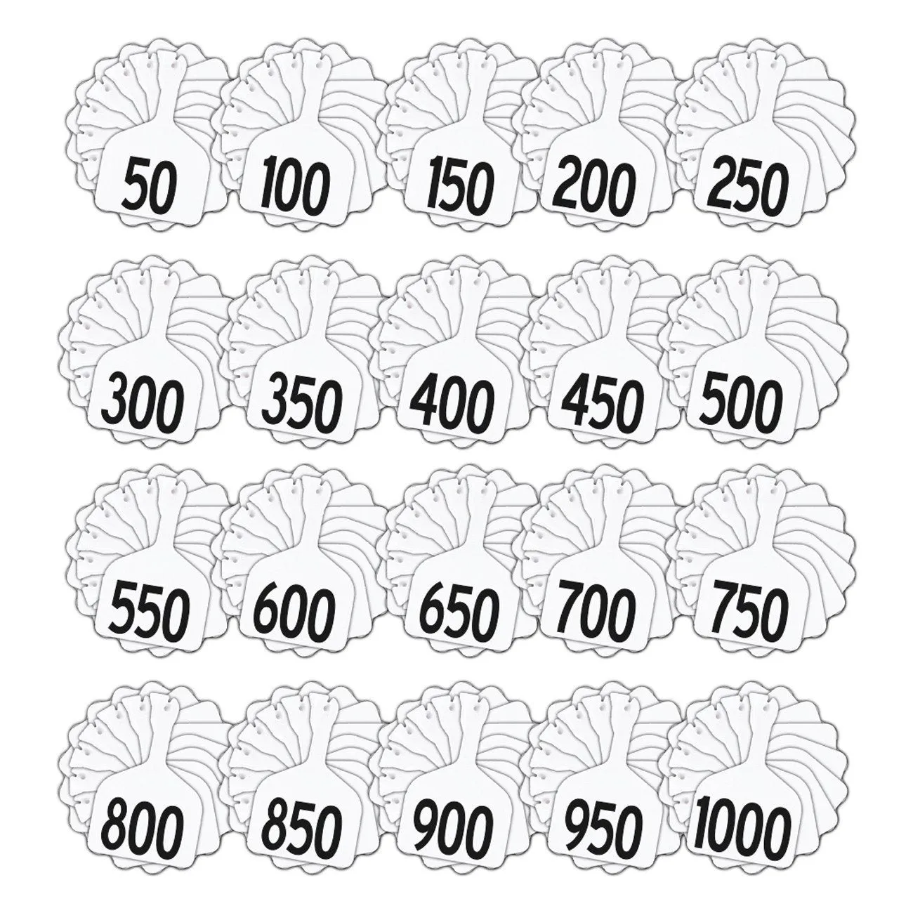 Z Tags feedlot pre-printed tags numbered 1-1000 (White)